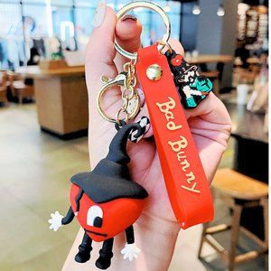 Halloween Bad Bunny Heart Keychain for Car, Purse Pendant Key Chain - Gifs